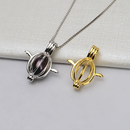 S925 Sterling Silver Balloon Angel Pearl Cage Pendant - Feliz Pearl 