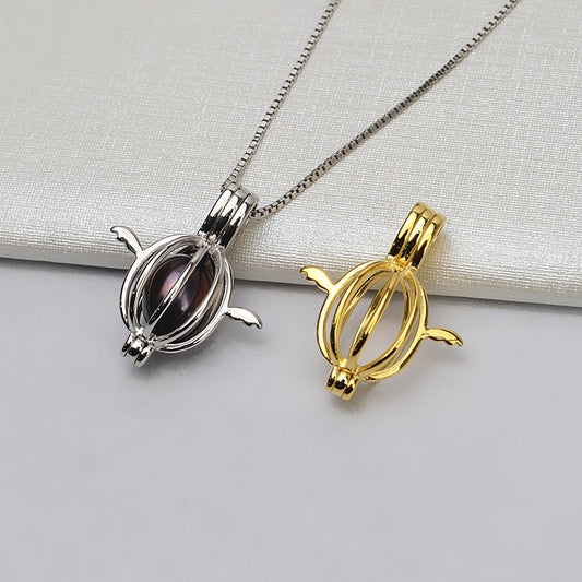 S925 Sterling Silver Balloon Angel Pearl Cage Pendant - Feliz Pearl 