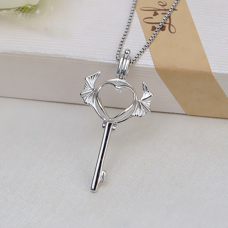 S925 Sterling Silver Key Pearl Cage Pendant-Feliz Pearl - Feliz Pearl 