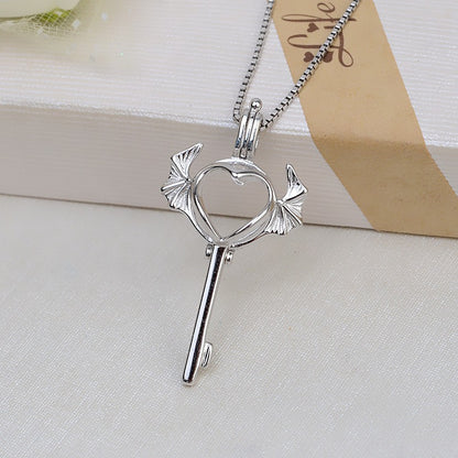 S925 Sterling Silver Key Pearl Cage Pendant-Feliz Pearl - Feliz Pearl 