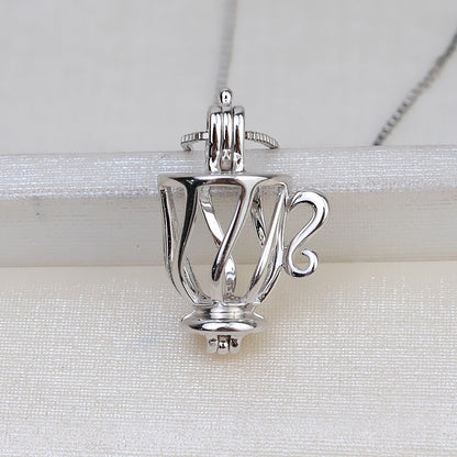S925 Sterling Silver Teapot Pearl Cage Pendant - Feliz Pearl 