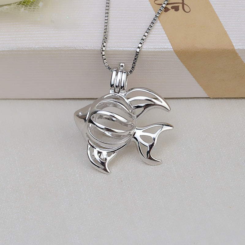 S925 Sterling Silver Goldfish Pearl Cage Pendant - Feliz Pearl 