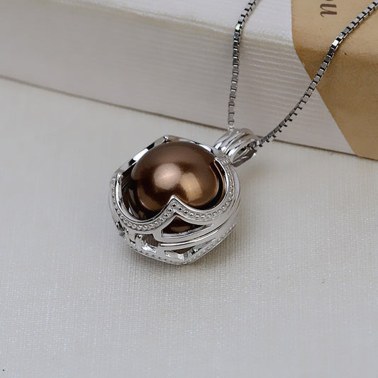 Sterling Silver Globe Pearl Cage Pendant - Feliz Pearl 
