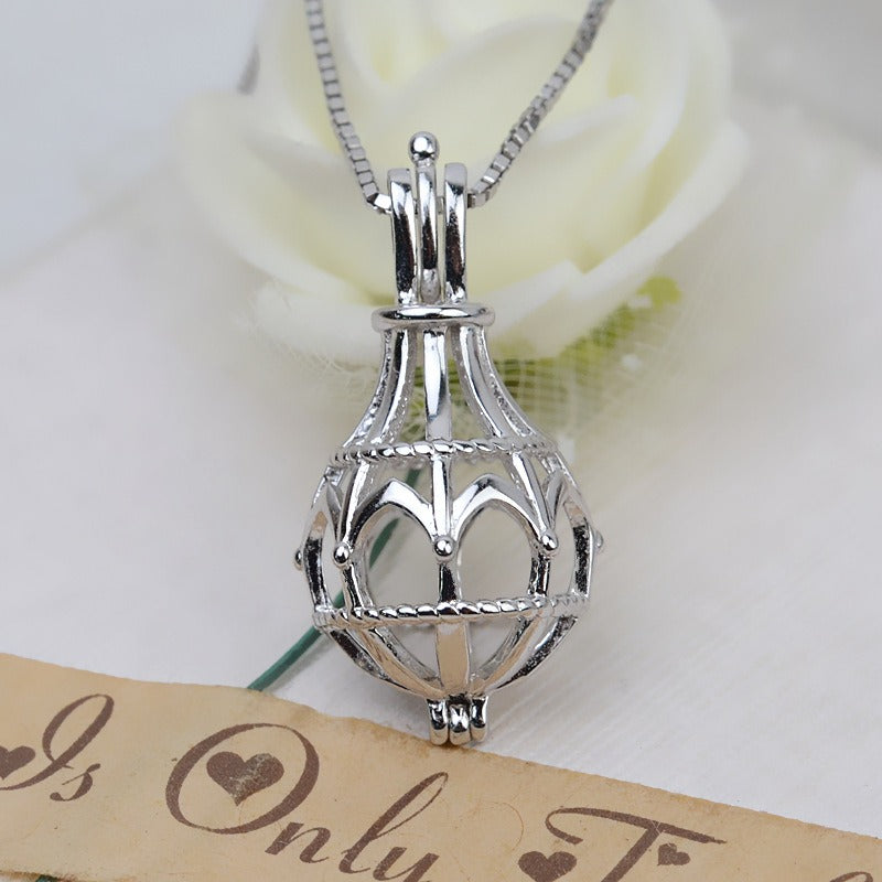 S925 Silver Magic Bottle Pearl Cage Pendant-Feliz Pearl - Feliz Pearl 