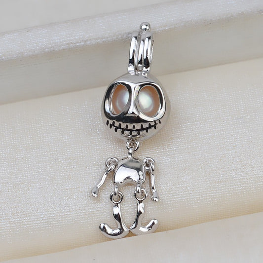Halloween Skull Pearl Cage Pendant-Feliz Pearl - Feliz Pearl 