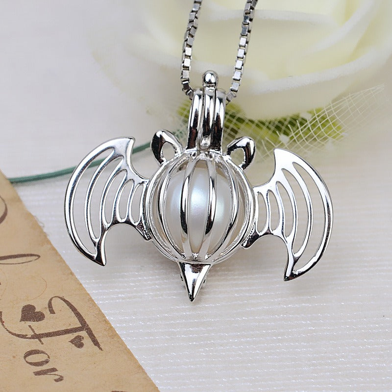 S925 Sterling Silver Bat Pearl Cage Pendant - Feliz Pearl 
