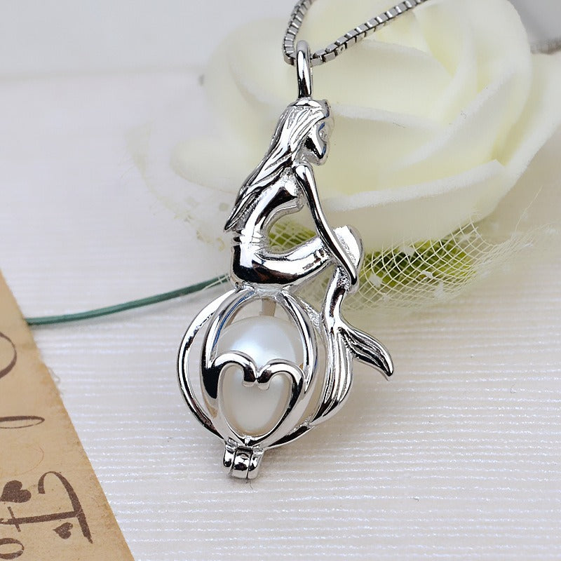 S925 Sterling Silver Mermaid Pearl Cage Pendant - Feliz Pearl 