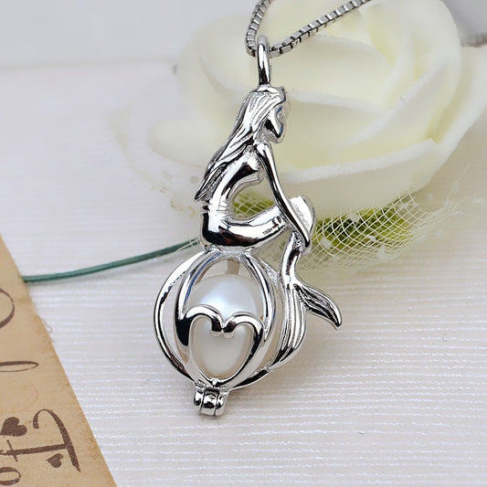 S925 Sterling Silver Mermaid Pearl Cage Pendant - Feliz Pearl 