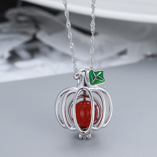 S925 Sterling Silver Pumpkin Pearl Cage Pendant - Feliz Pearl 