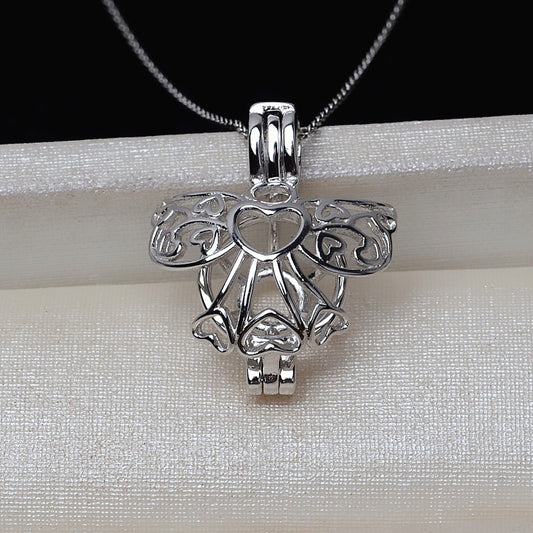 Sterling Silver Santa Angle Pearl Cage Pendant - Feliz Pearl 