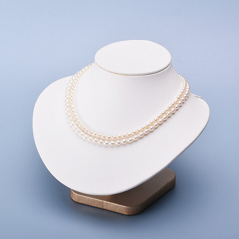Double Layers 3-7mm Freshwater Rice Pearl Necklace - Feliz Pearl 