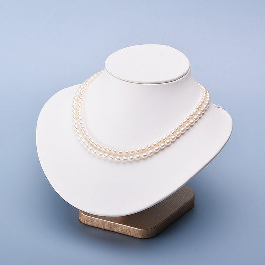 Double Layers 3-7mm Freshwater Rice Pearl Necklace - Feliz Pearl 