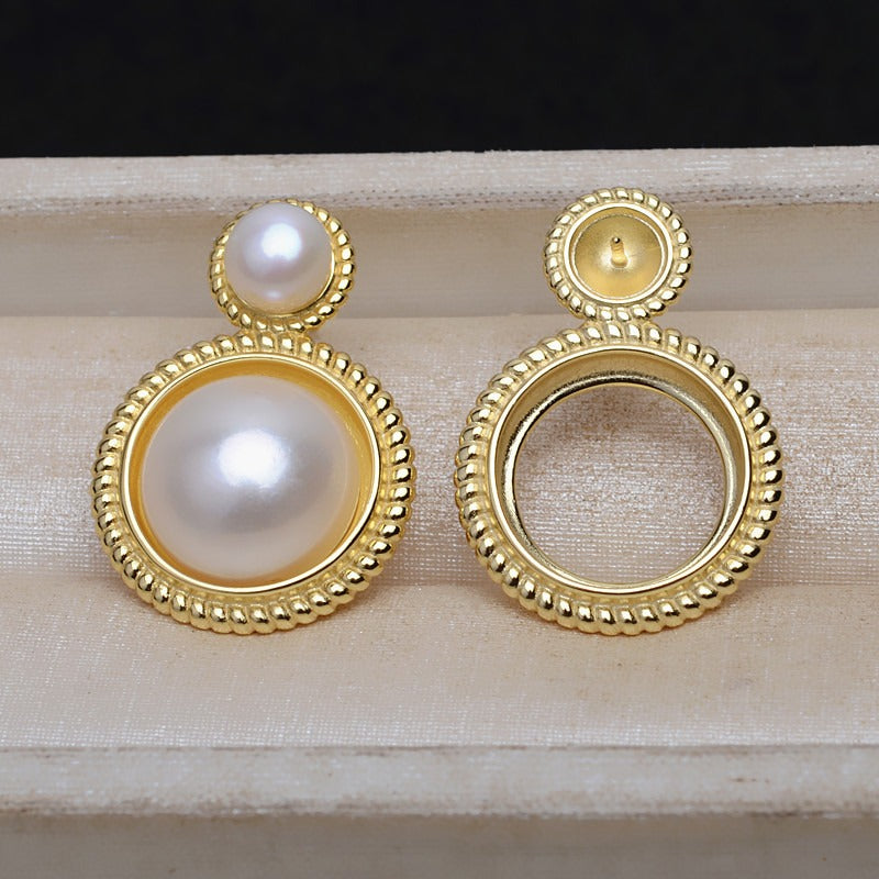 S925 Silver Mabe Pearl Earring Settings-Feliz Pearl - Feliz Pearl 