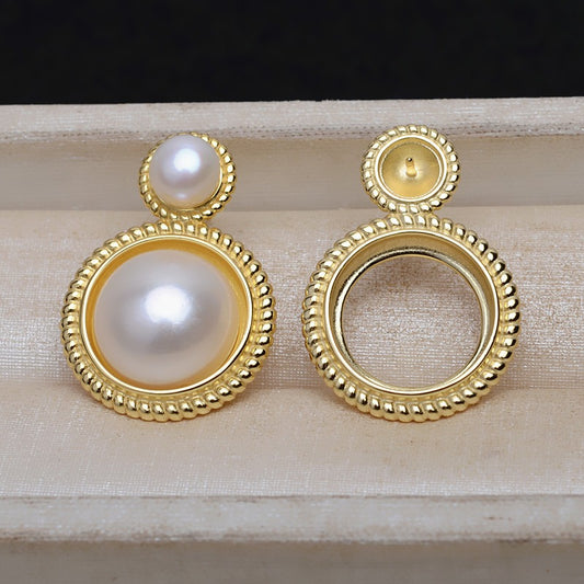 S925 Silver Mabe Pearl Earring Settings-Feliz Pearl - Feliz Pearl 