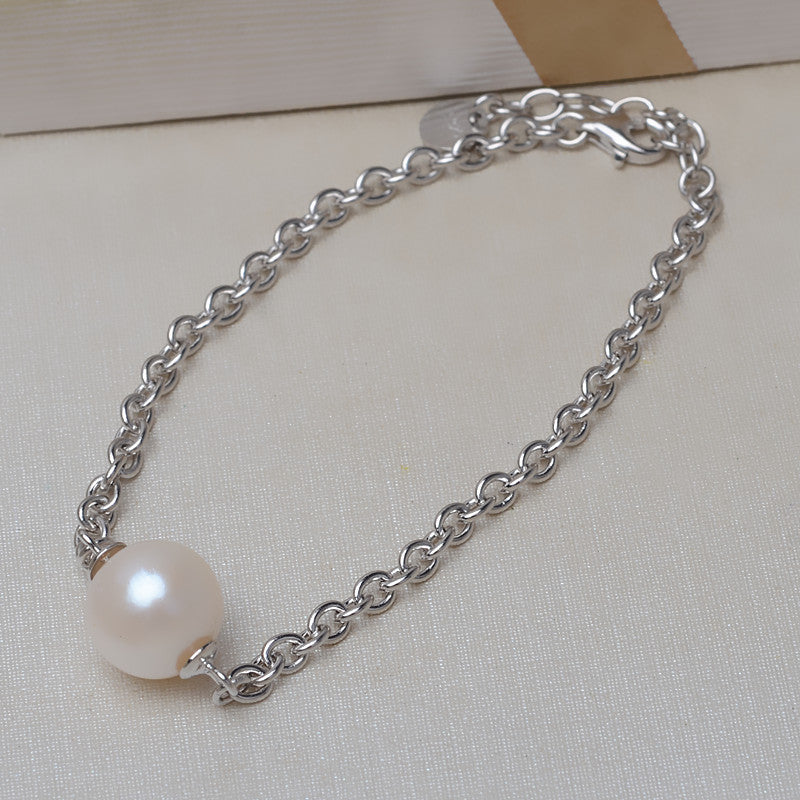 S925 Sterling Silver Thick Chain Pearl Bracelet Setting - Feliz Pearl 