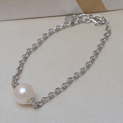 S925 Sterling Silver Thick Chain Pearl Bracelet Setting - Feliz Pearl 