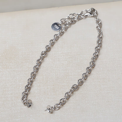 S925 Sterling Silver Thick Chain Pearl Bracelet Setting - Feliz Pearl 