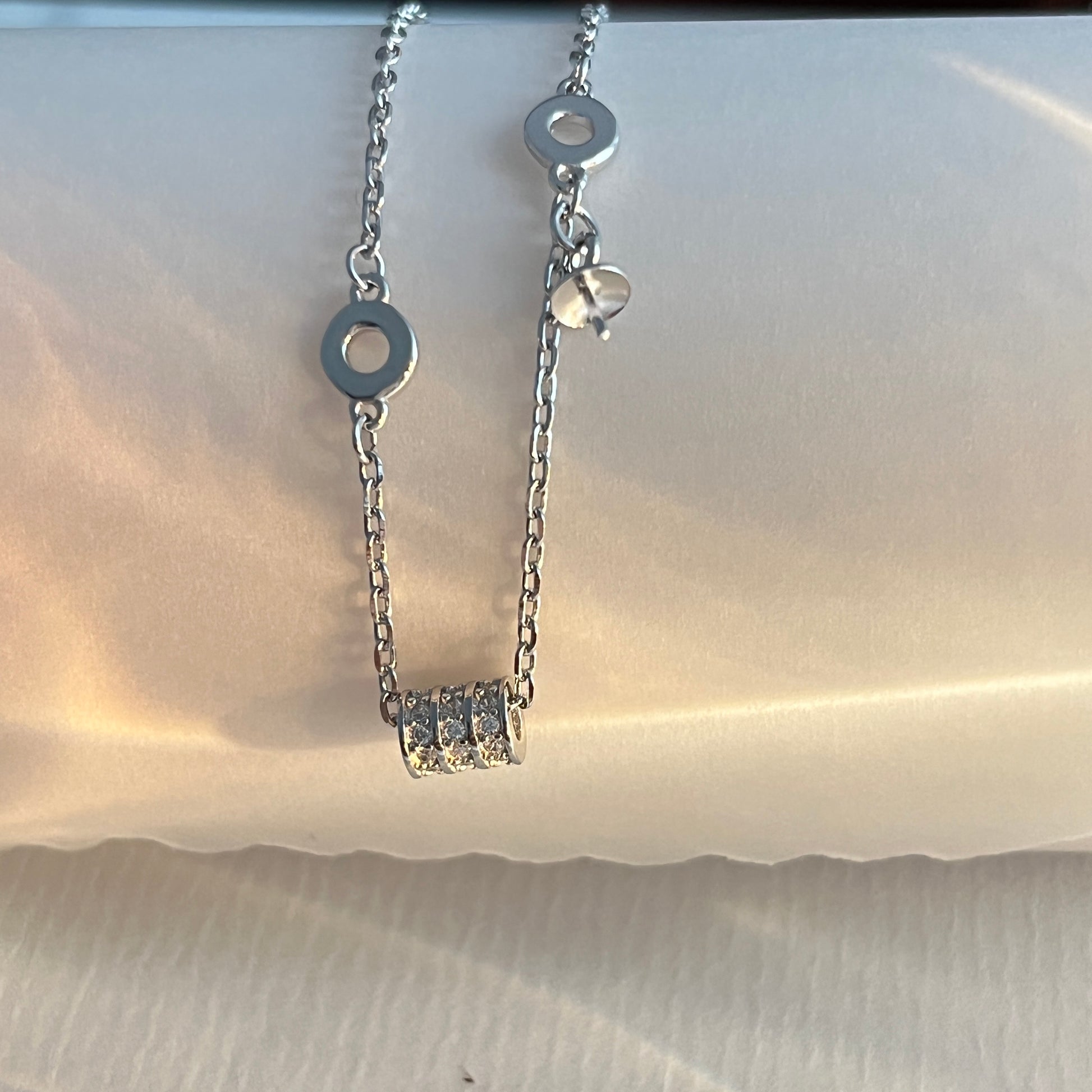 Wholesale Sterling Silver Movable Tube Pearl Bracelet Setting - Feliz Pearl 