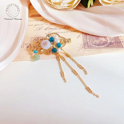 Chinese style.Hanfu Pearl Lotus Pearl Brooch - Feliz Pearl 