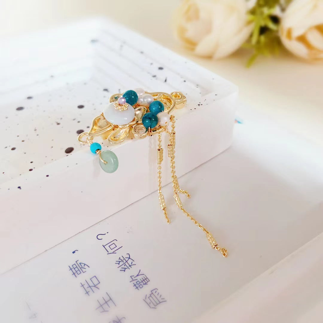 Chinese style.Hanfu Pearl Lotus Pearl Brooch - Feliz Pearl 