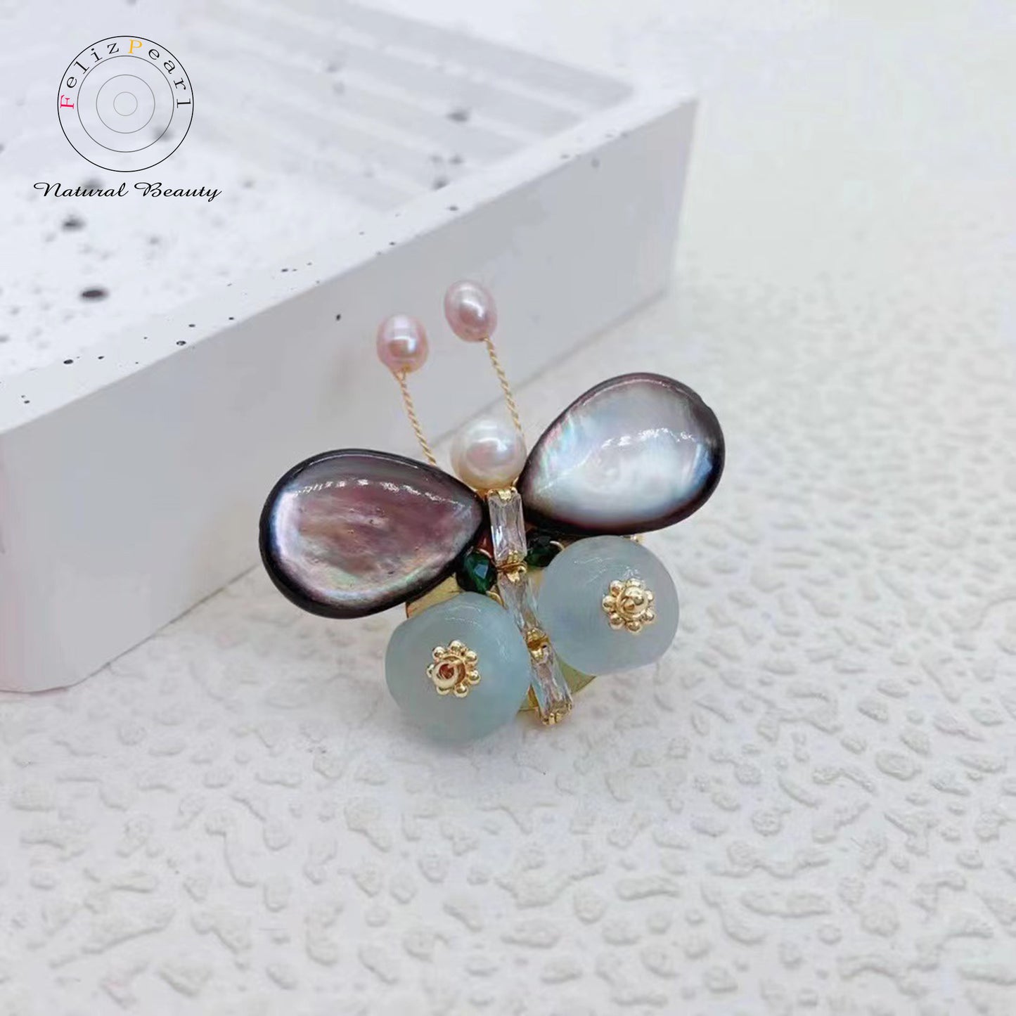 Luxury Shell Butterfly Pearl Brooch - Feliz Pearl 
