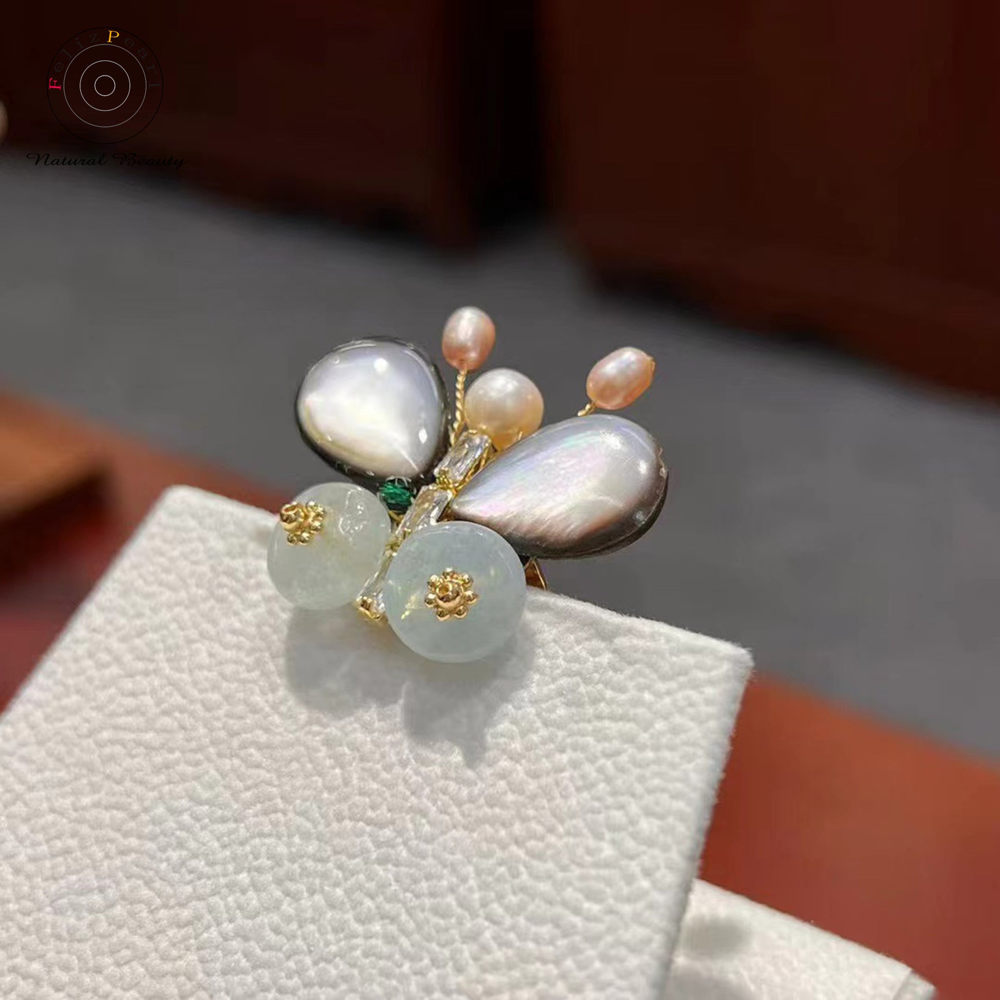 Luxury Shell Butterfly Pearl Brooch - Feliz Pearl 