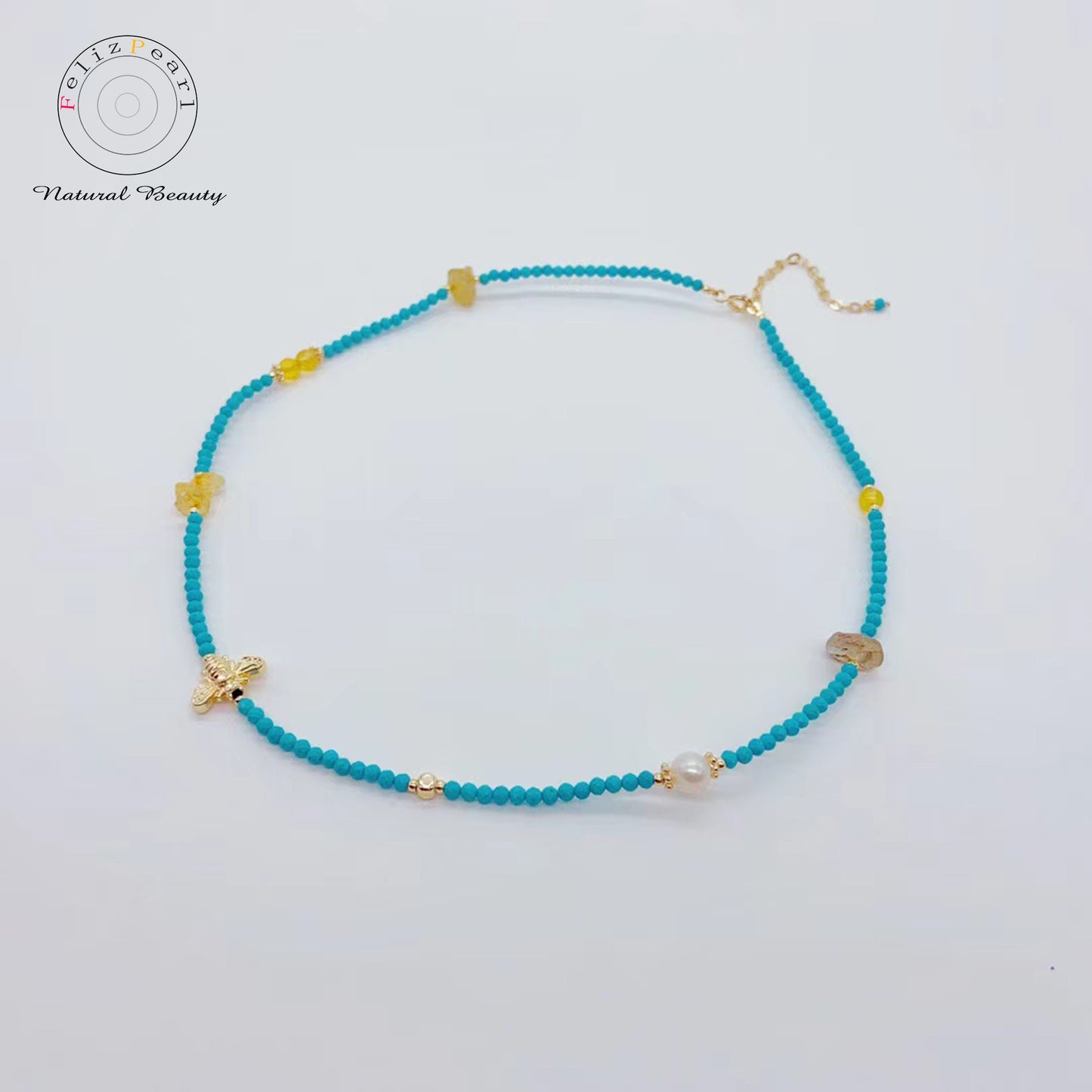 Blue Turquoise Necklace Baroque Pearl Jewelry - Feliz Pearl 