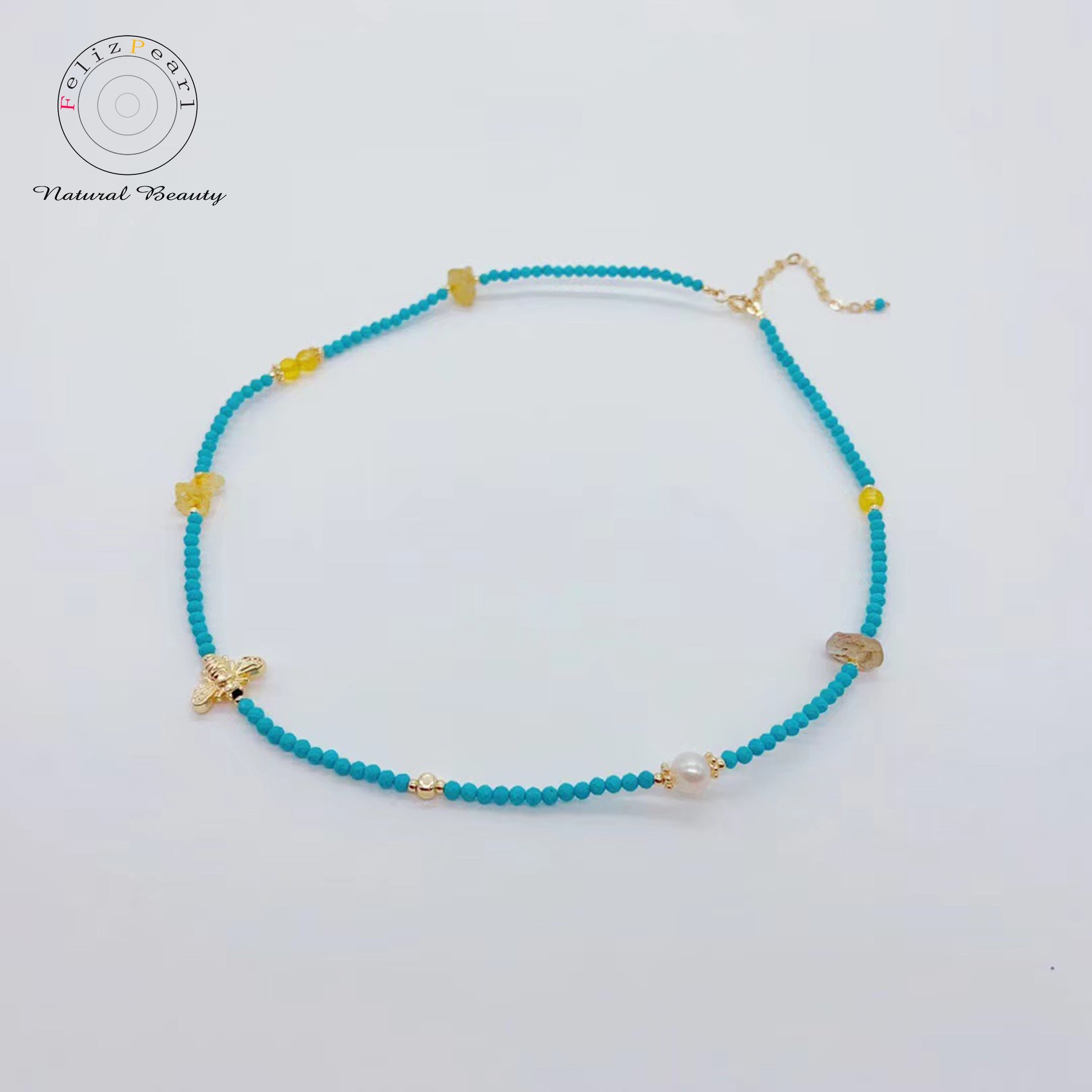 Blue Turquoise Necklace Baroque Pearl Jewelry - Feliz Pearl 