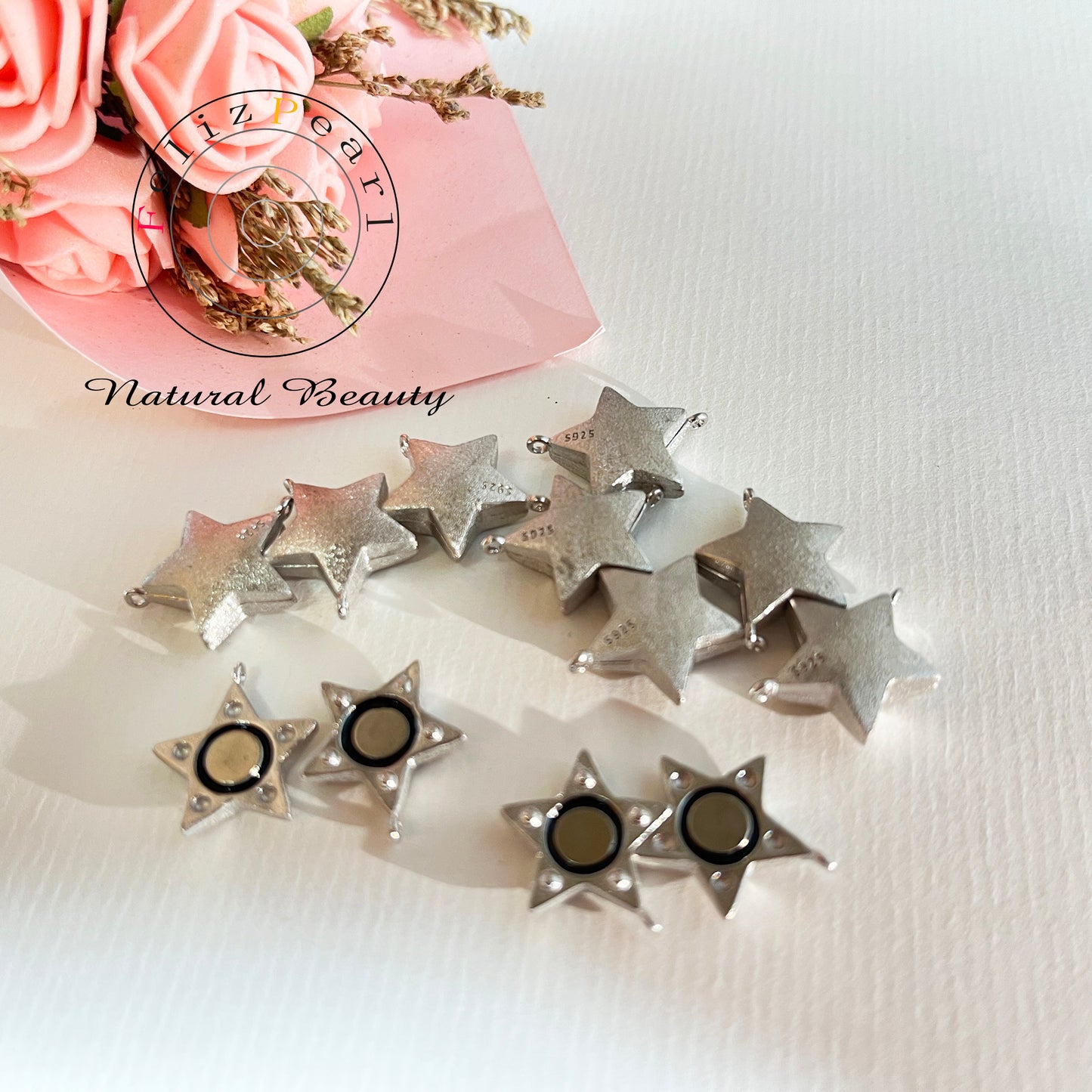 S925 Sterling Silver Star Magnetic Necklace Clasp - Feliz Pearl 