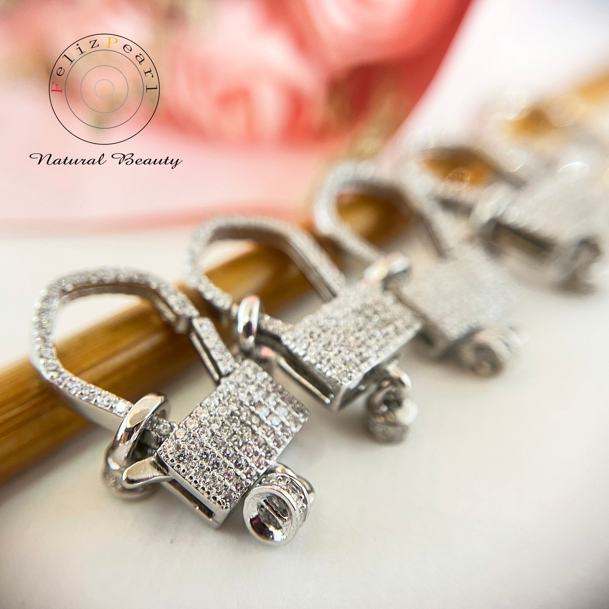 S925 Sterling Silver Cubic Zirconia Lobster Necklace Clasp - Feliz Pearl 