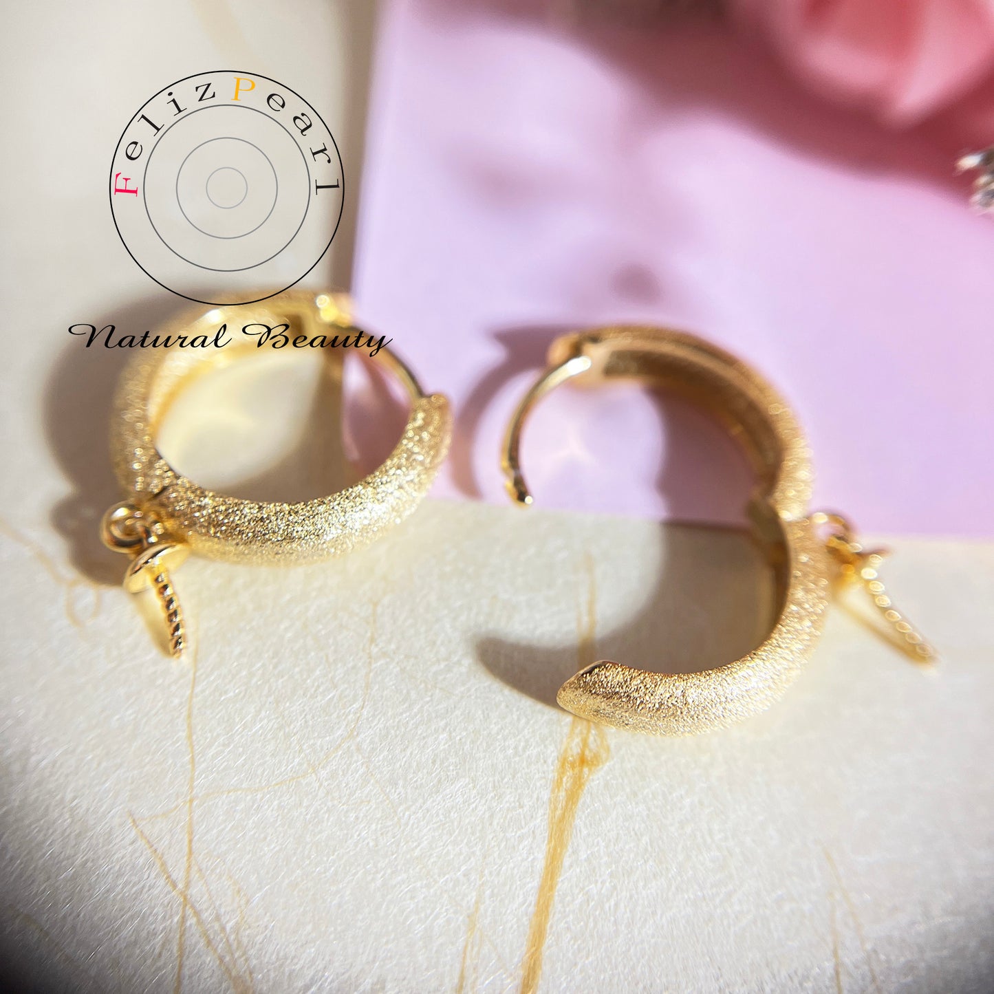 S925 Sterling Silver Matte Texture Pearl Earring Setting - Feliz Pearl 