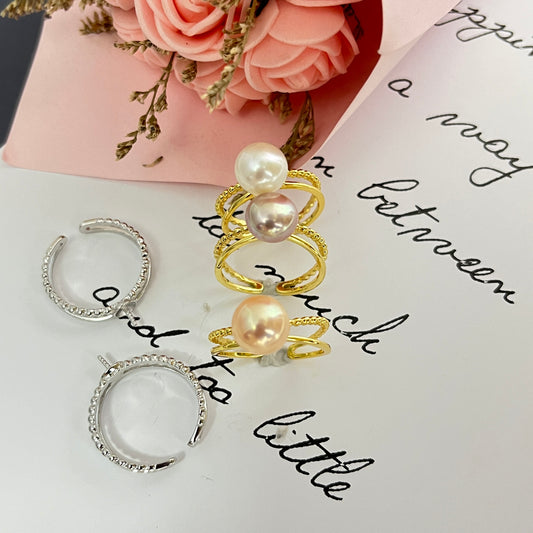 Wholesale Double Lines Pearl Ring Setting-S925 Sterling Silver - Feliz Pearl 