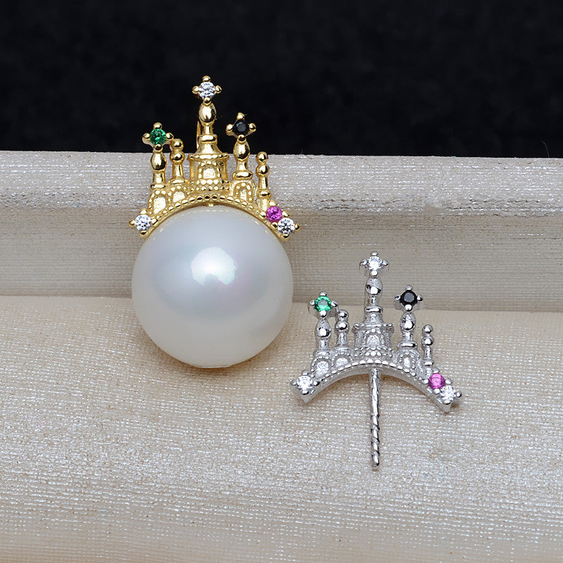 Cubic Zirconia Castle Pearl Pendant Setting-S925 Sterling Silveer - Feliz Pearl 