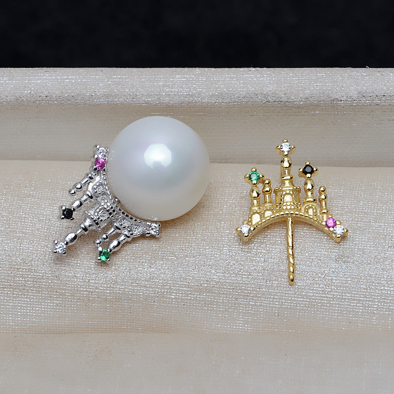 Cubic Zirconia Castle Pearl Pendant Setting-S925 Sterling Silveer - Feliz Pearl 