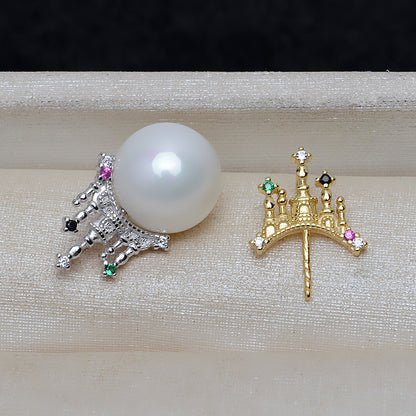 Cubic Zirconia Castle Pearl Pendant Setting-S925 Sterling Silveer - Feliz Pearl 