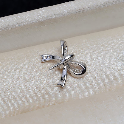 CZ Bow Tie Pearl Pendant Setting-S925 Sterling Silver - Feliz Pearl 
