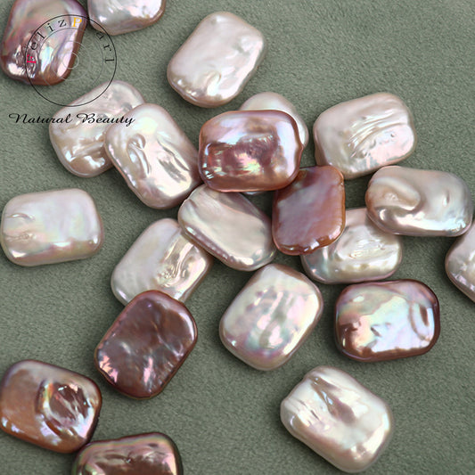 Natural White 14x19mm Rectangle Shape Baroque Loose Pearls