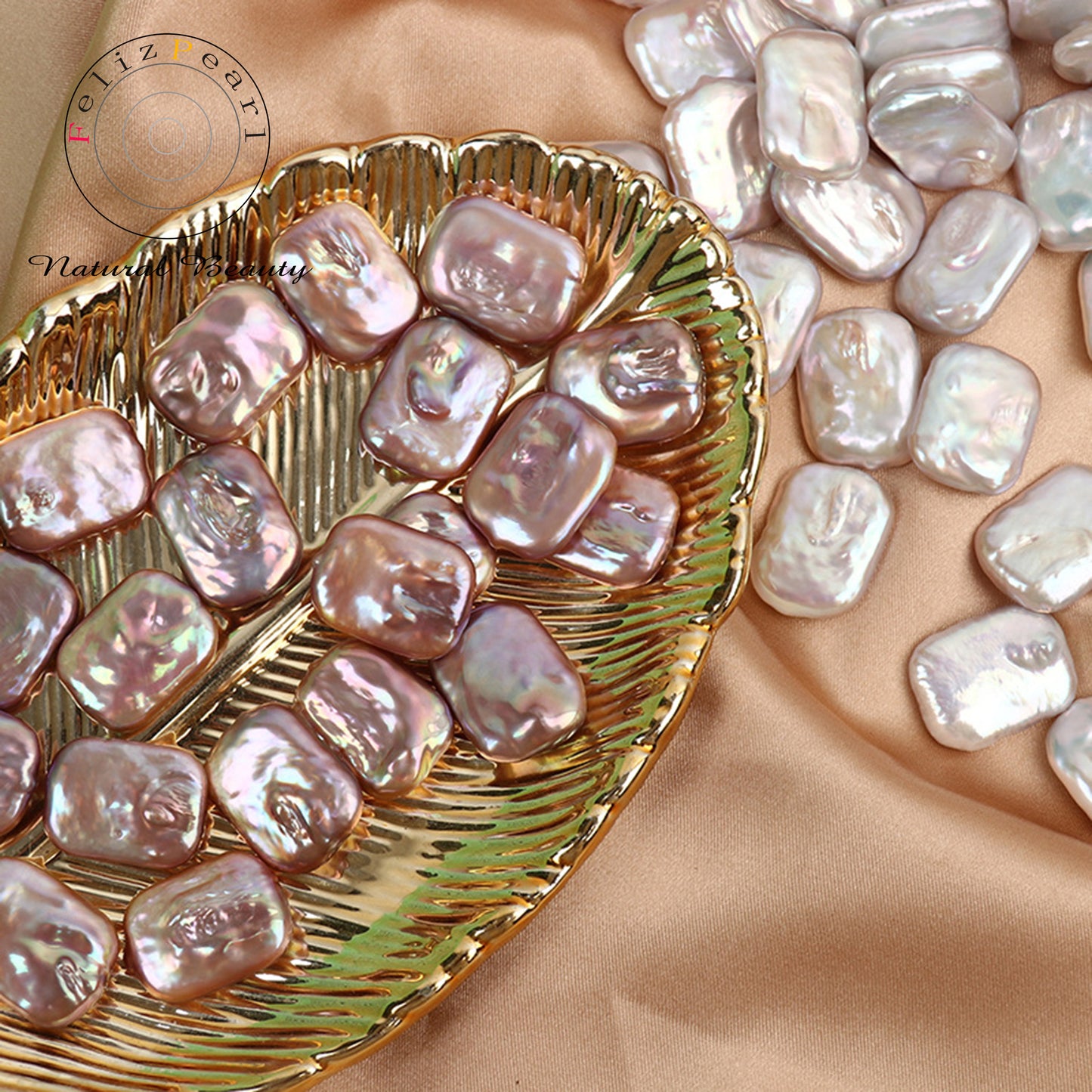 Natural White 14x19mm Rectangle Shape Baroque Loose Pearls