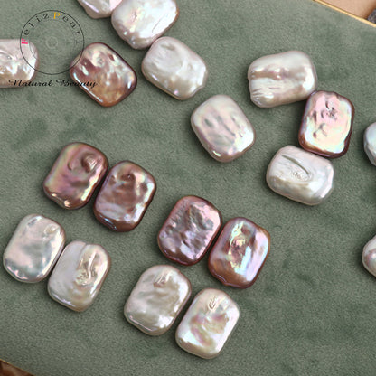 Natural White 14x19mm Rectangle Shape Baroque Loose Pearls