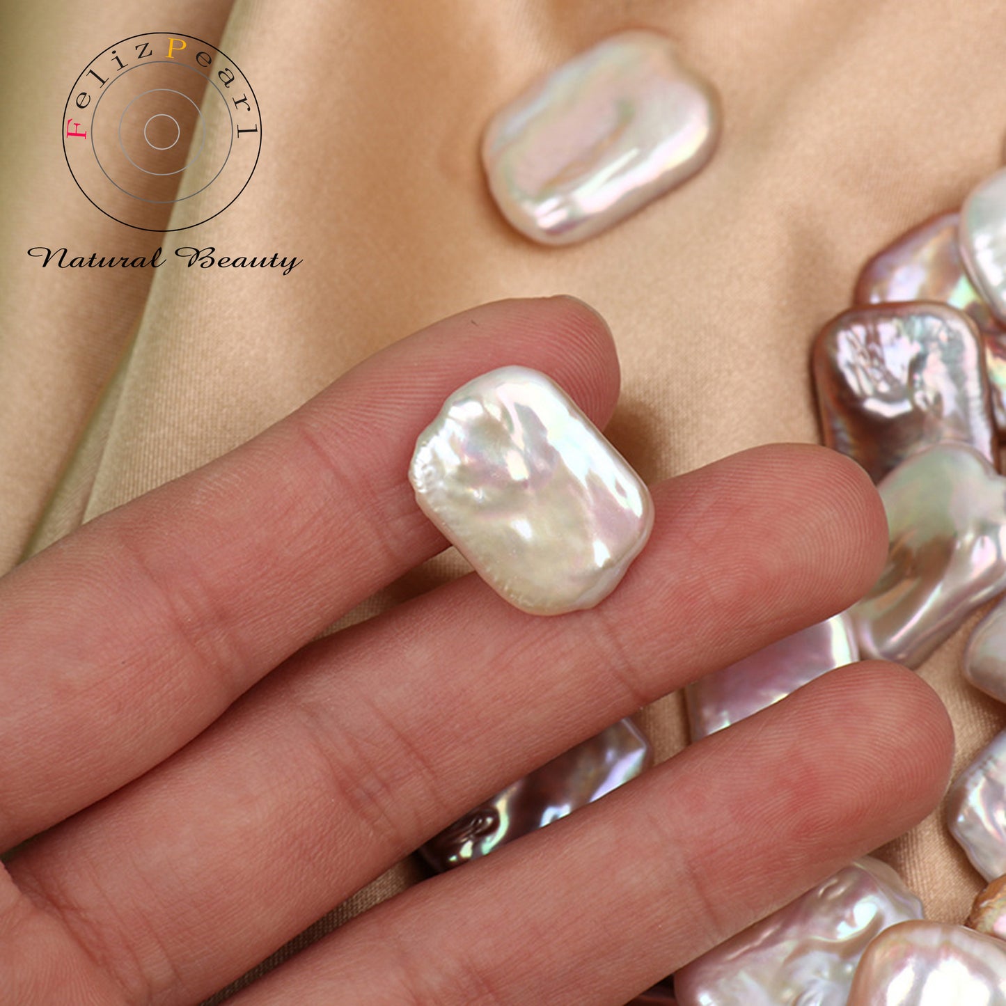 Natural White 14x19mm Rectangle Shape Baroque Loose Pearls