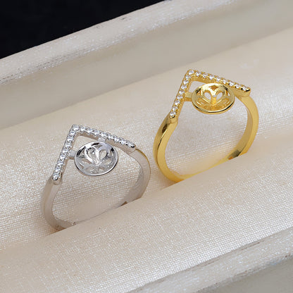 S925 Sterling Silver Cubic Zirconia V Pearl Ring Mounting - Feliz Pearl 