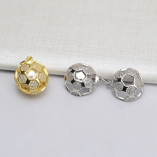 S925 Sterling Silver Football Pearl Cage Pendant - Feliz Pearl 