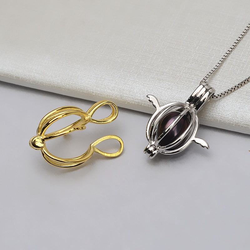 S925 Sterling Silver Balloon Angel Pearl Cage Pendant - Feliz Pearl 
