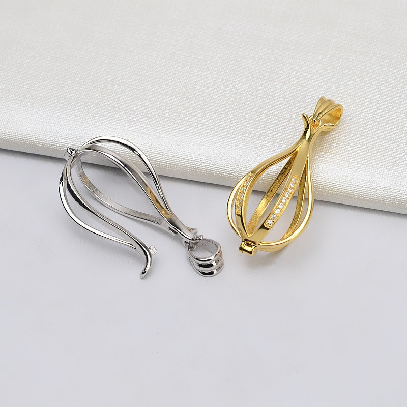 S925 Silver Big Size Bird's Cage Pearl Cage Pendant - Feliz Pearl 