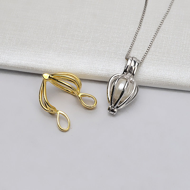 S925 Sterling Silver Balloon Pearl Cage Pendant - Feliz Pearl 