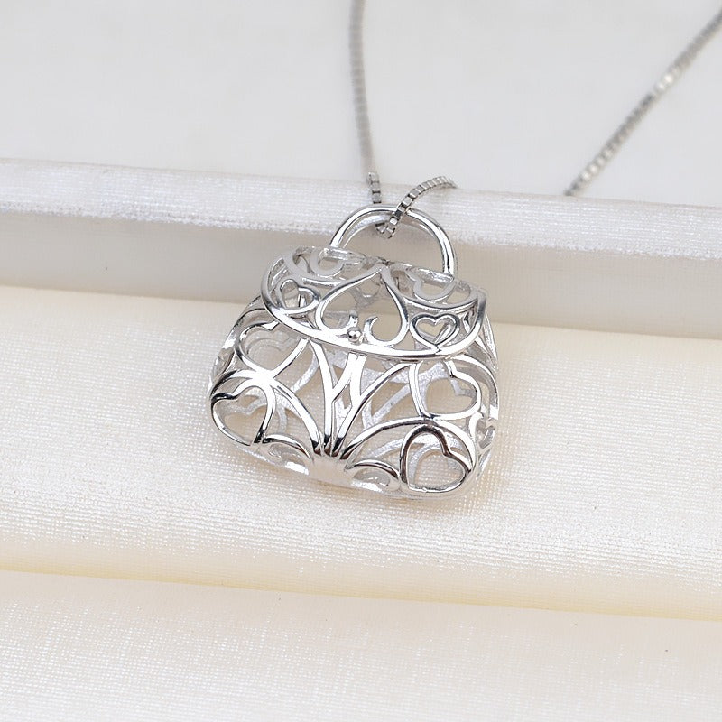 S925 Sterling Silver Women Bag Design Pearl Cage Pendant - Feliz Pearl 