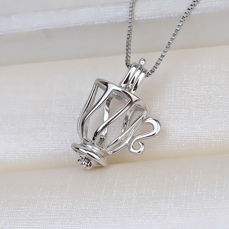 S925 Sterling Silver Teapot Pearl Cage Pendant - Feliz Pearl 