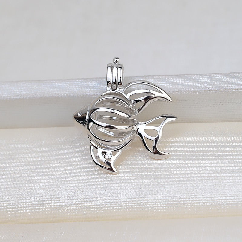 S925 Sterling Silver Goldfish Pearl Cage Pendant - Feliz Pearl 