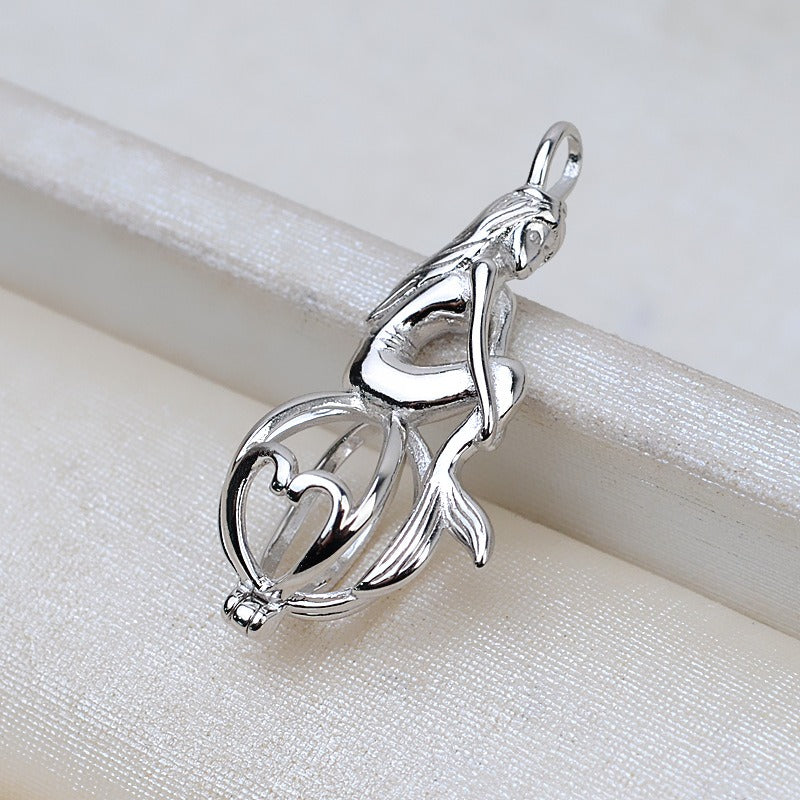 S925 Sterling Silver Mermaid Pearl Cage Pendant - Feliz Pearl 