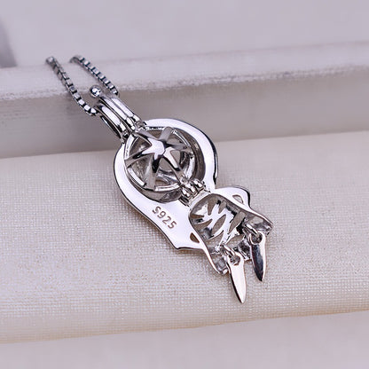 S925 Sterling Silver Halloween Skull Pearl Cage Pendant - Feliz Pearl 